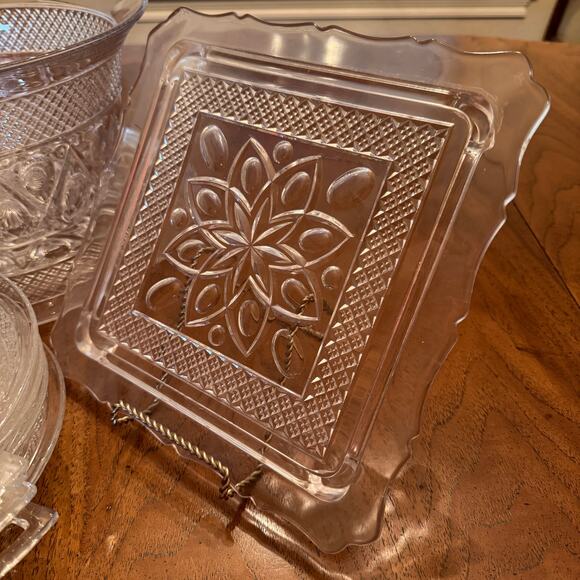 Vintage Square Cake Plate 10" Cape Cod by Imperial Glass Ohio Glassware - Picture 6 of 8
